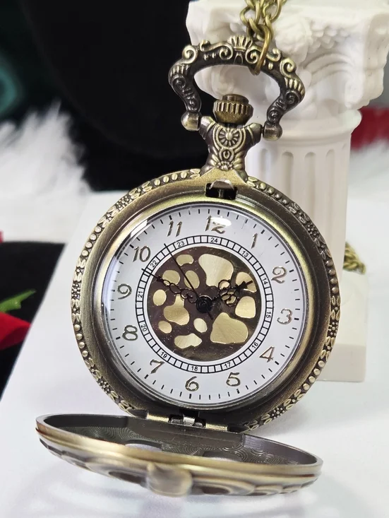 Skeleton Ribcage Pocket Watch Gothic Cutout Bone Skull Steampunk Alt Antique - Picture 2 of 8